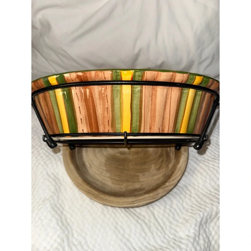 Temptations by Tara Presentable Ovenware Serving Dish with Metal Stand‎